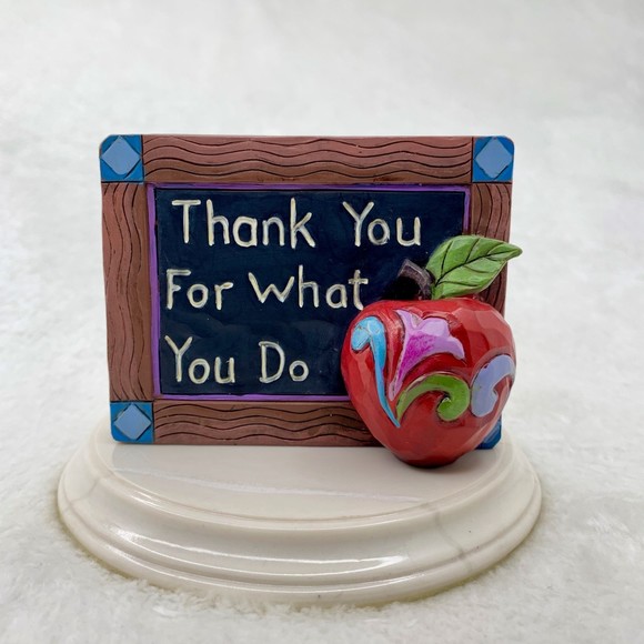 Jim Shore Miniature Thank You Teacher Gift Chalkboard School Classroom Apple - Picture 5 of 9